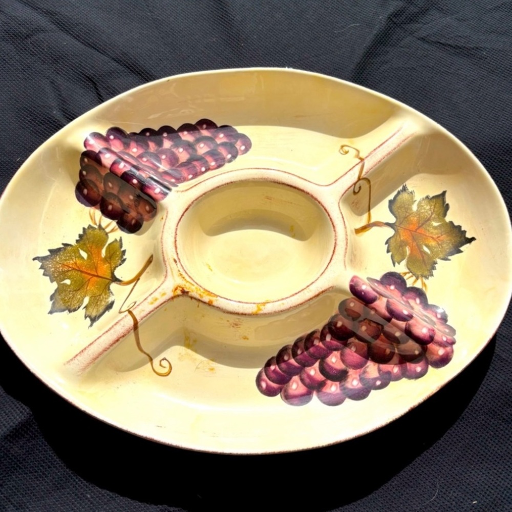 Vintage Villa Grande Grapevine Ceramic Serving Platter